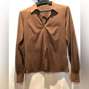 MaxStudio Camel Brown Faux Suede Top